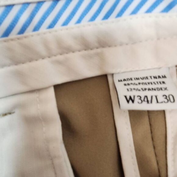 FootJoy Men's Size 34 x 30 Kahki Flat Front Polyester Blend Flat Front Golf Pant - Picture 6 of 11